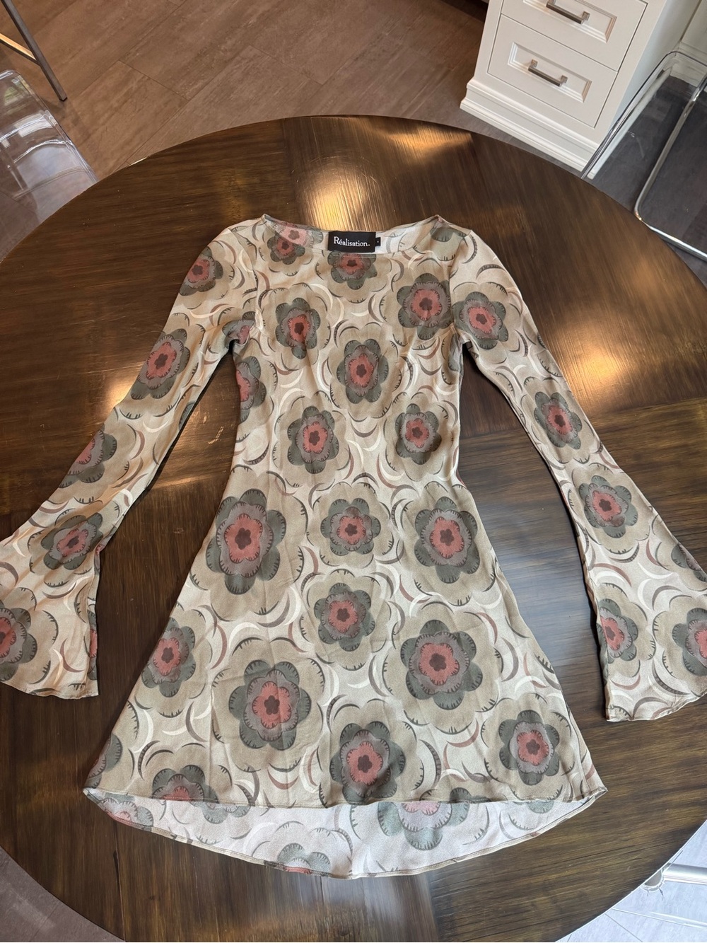 Realisation Par supernova
Bridgette Olive and Rust Floral
Long-Sleeve Mini Dress